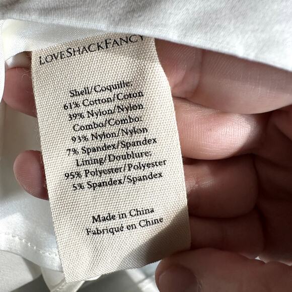 LoveShackFancy Rhoswen Bridal Bow Mini Dress Cloud Danger White - Picture 5 of 6